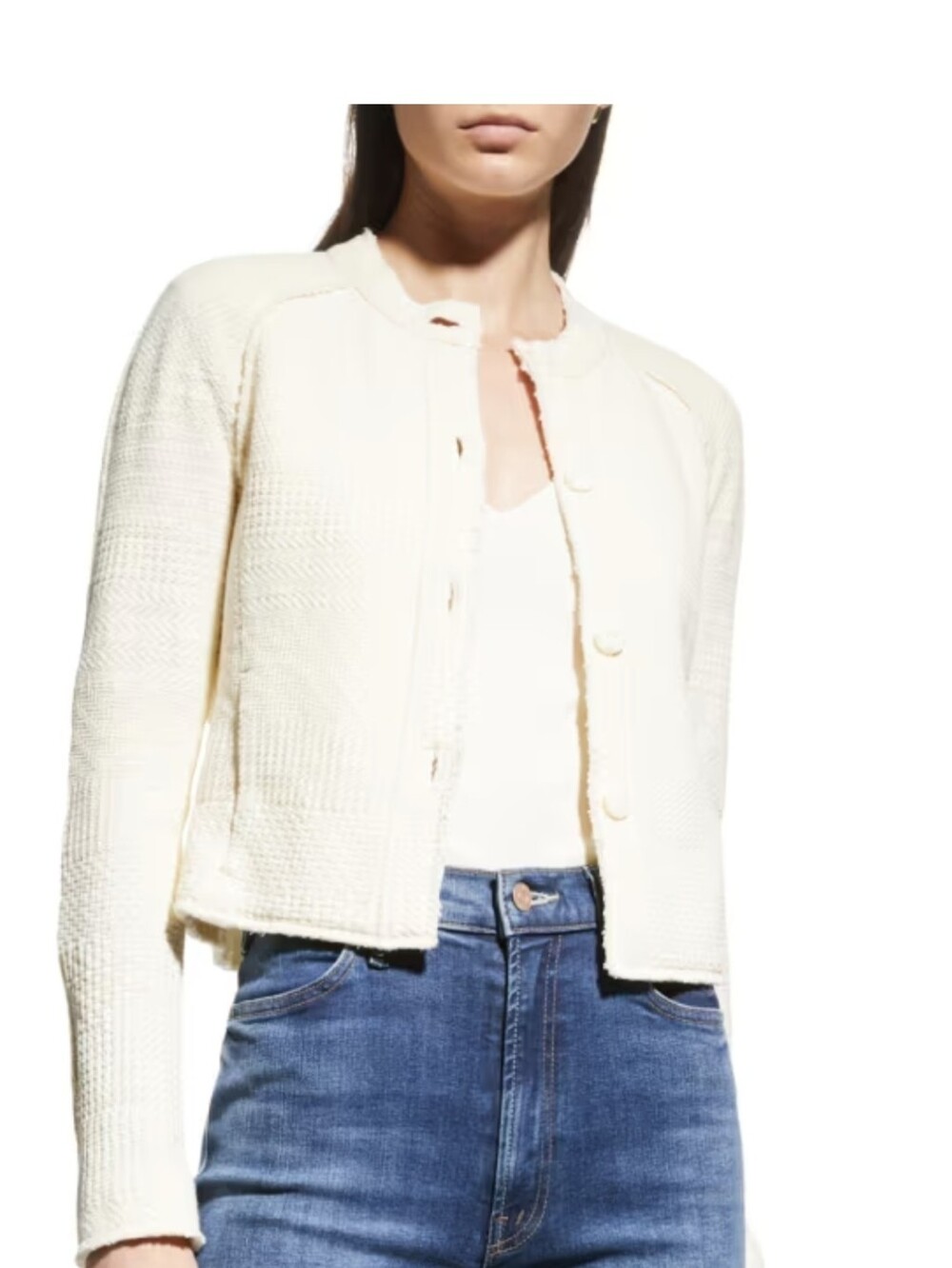 Rag & Bone Marisa  Cream Knit Button-Front Jacket Sz.2